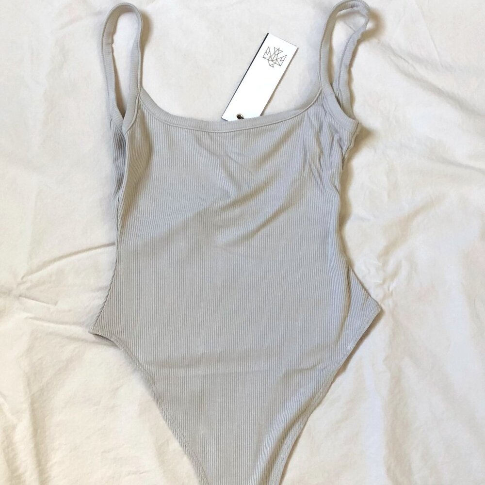 All Things Golden Taupe Ribbed Low Back Bodysuit